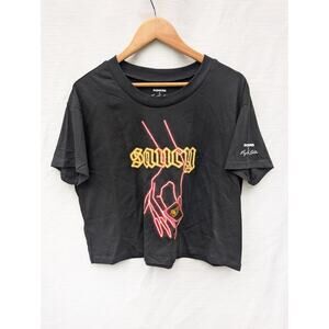 Megan Thee Stallion X Popeyes Collab Cropped Tee Shirt‎ Sz L Saucy Hottie Sauce